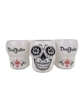 Don Julio Tequila Sugar Skull Mugs Cups Ceramic by Claudio Limon Day Of The Dead